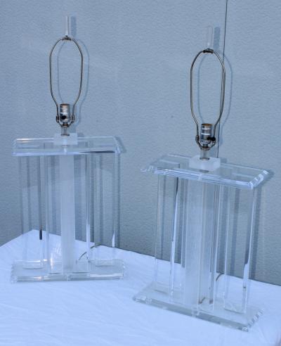 198s Mid Century Modern Large Lucite Table Lamps