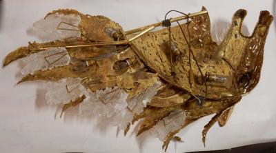 1990 Enlightening Sconce Horses Head Gilded Bronze Gypsum Signed Lambert Ph