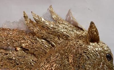 1990 Enlightening Sconce Horses Head Gilded Bronze Gypsum Signed Lambert Ph