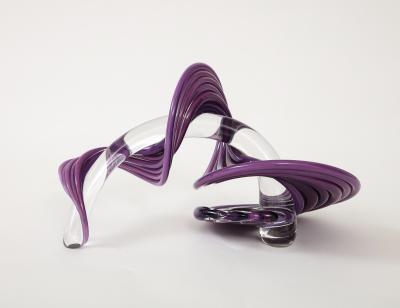 1990s Abstract Signed Glass Sculpture