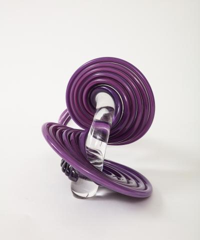 1990s Abstract Signed Glass Sculpture