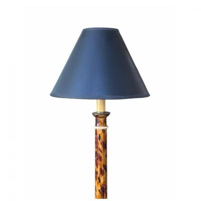 1990s Art Deco Trompe lOeil Faux Shell Candlestick Table Lamp