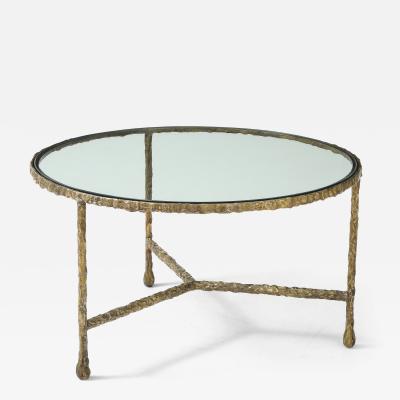 1990s Bronze Plated Brutalist Signed Italian Coffee Table