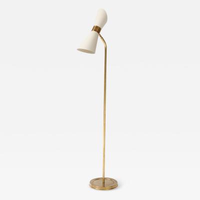 1990s Mid Century Modern Italian Brass Floor Lamp With Rotating Shade