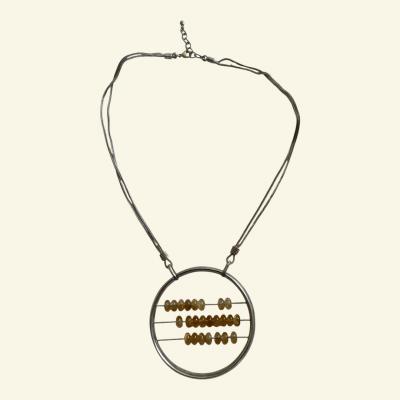 1990s Silver and socked quarts beads necklace by Jean Paul GAULTIER