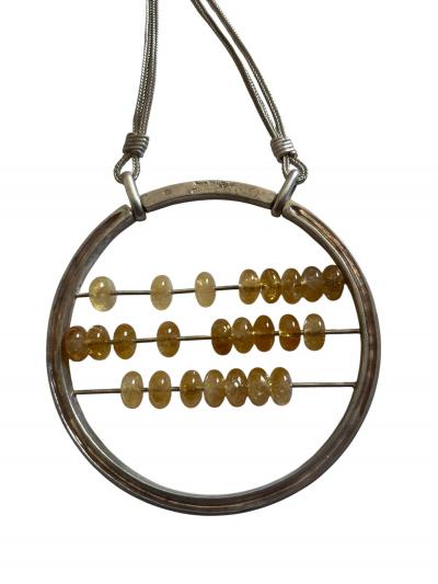 1990s Silver and socked quarts beads necklace by Jean Paul GAULTIER