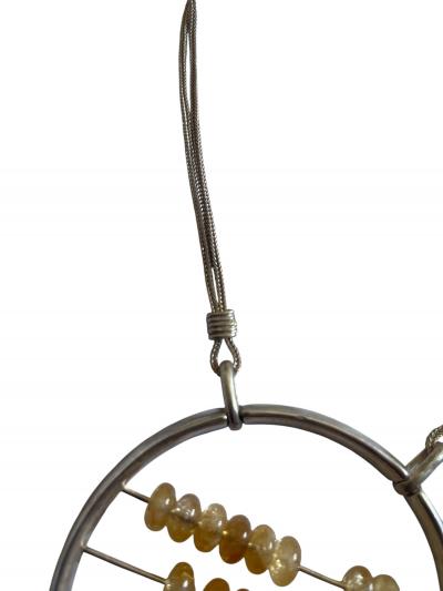 1990s Silver and socked quarts beads necklace by Jean Paul GAULTIER