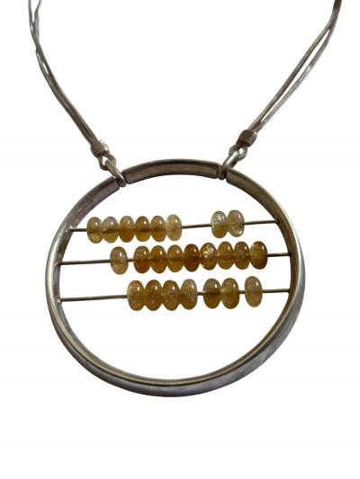 1990s Silver and socked quarts beads necklace by Jean Paul GAULTIER