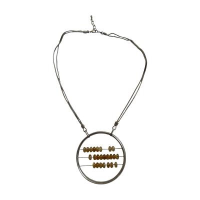 1990s Silver and socked quarts beads necklace by Jean Paul GAULTIER