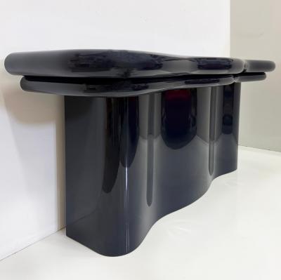 1990s Substantial Curved Italian Console Table Newly Refinished Dark Navy Blue