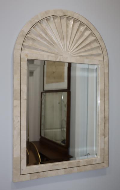 1990s Tessellated Stone Arched Wall Mirror