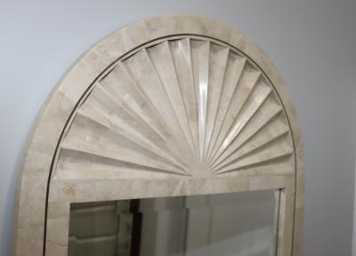 1990s Tessellated Stone Arched Wall Mirror