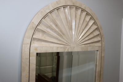 1990s Tessellated Stone Arched Wall Mirror