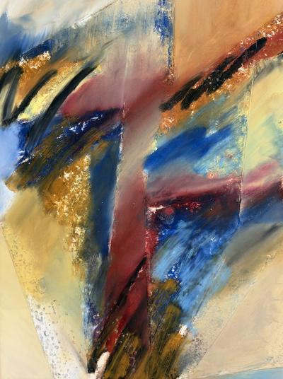 1993 Signed Abstract Expressionist Pebble Beach Mixed Media Painting
