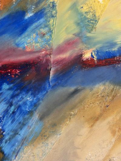 1993 Signed Abstract Expressionist Pebble Beach Mixed Media Painting