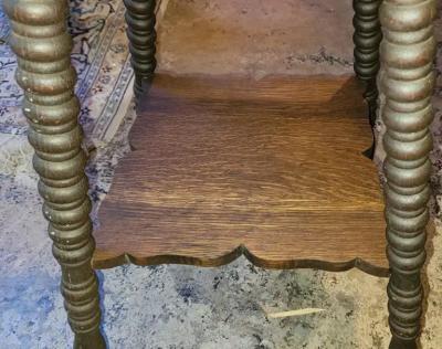 19C American Tiger Oak Side Table with Claw and Rock Crystal Feet