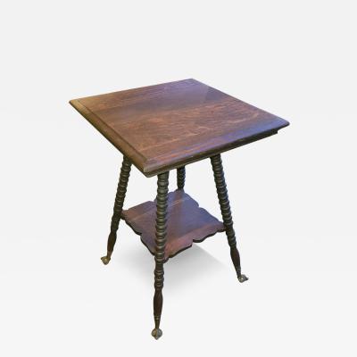 19C American Tiger Oak Side Table with Claw and Rock Crystal Feet