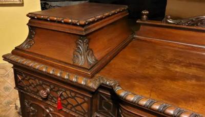 19C English Chinese Chippendale Mahogany Buffet or Sideboard