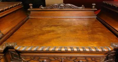 19C English Chinese Chippendale Mahogany Buffet or Sideboard
