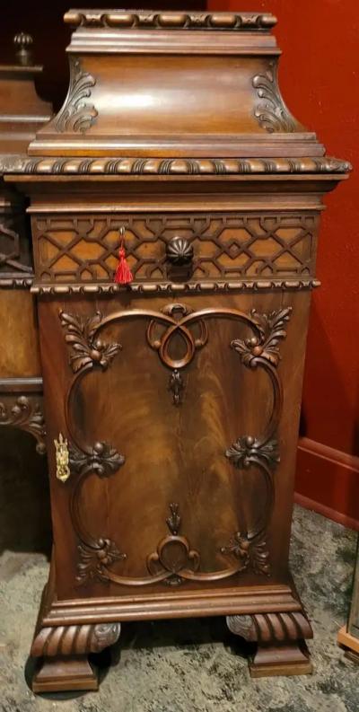 19C English Chinese Chippendale Mahogany Buffet or Sideboard