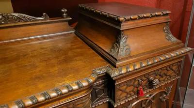 19C English Chinese Chippendale Mahogany Buffet or Sideboard