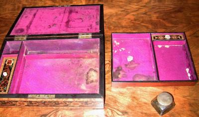 19C English Tunbridgeware Tabletop Stationary Box Micro Mosaic