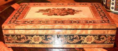 19C English Tunbridgeware Tabletop Stationary Box Micro Mosaic