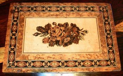 19C English Tunbridgeware Tabletop Stationary Box Micro Mosaic