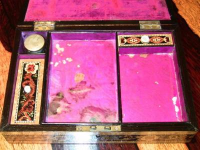 19C English Tunbridgeware Tabletop Stationary Box Micro Mosaic