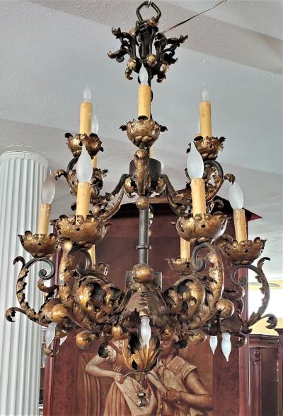 19C French Gilt Bronze 18 Branch Chandelier