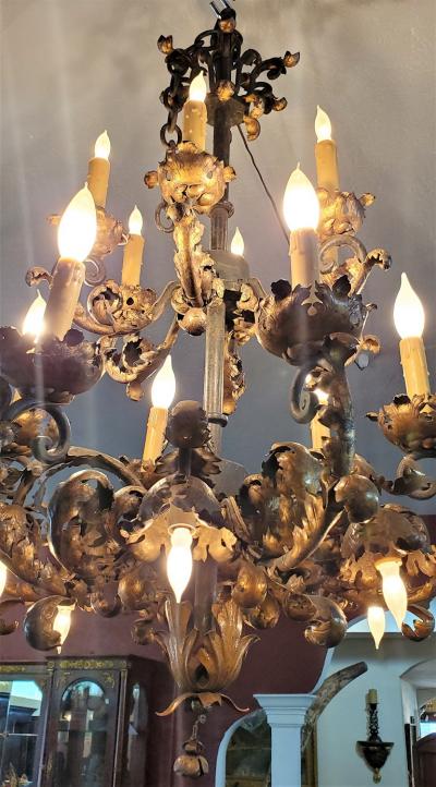 19C French Gilt Bronze 18 Branch Chandelier