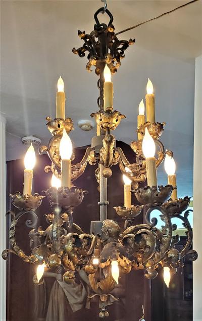 19C French Gilt Bronze 18 Branch Chandelier