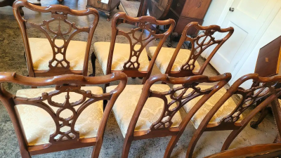19C Set of 6 Irish Chippendale Style Ribbon Back Dining Chairs