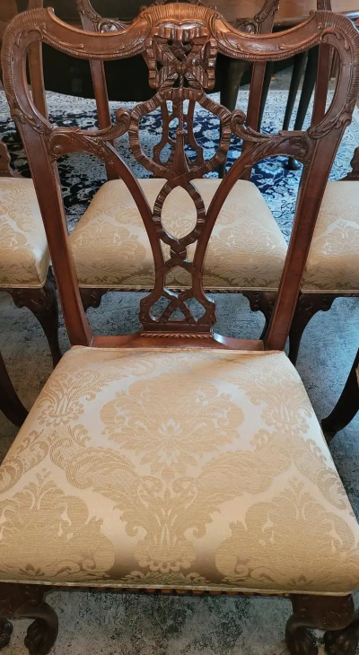 19C Set of 6 Irish Chippendale Style Ribbon Back Dining Chairs