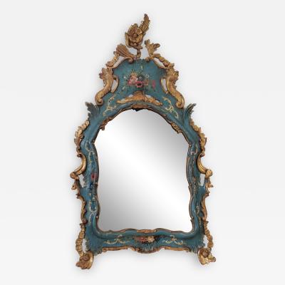 19TH C VENETIAN PAINTED GILT WOOD MIRROR