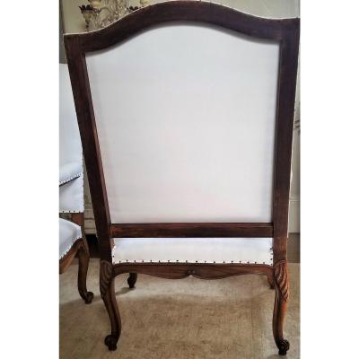 19TH C WALNUT LOUIS XV ARMCHAIRS PAIR