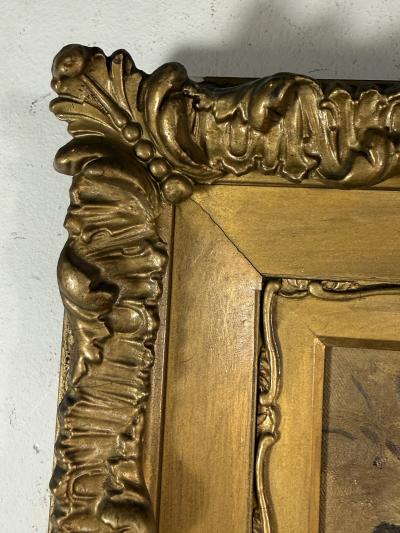 19TH CENTURY AUTUMN TREES LAKE BANK PAINTING BY E K HUNT