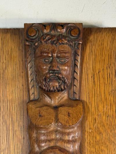19TH CENTURY CARVED OAK TELAMON WALL PLAQUE