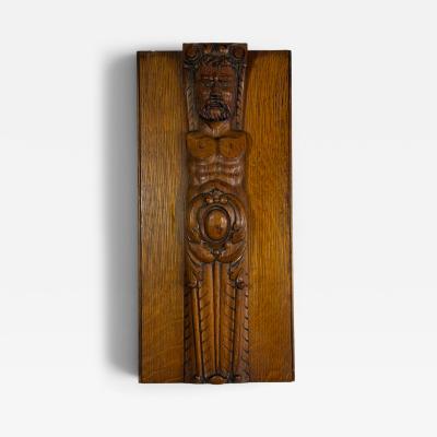 19TH CENTURY CARVED OAK TELAMON WALL PLAQUE