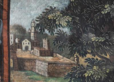 19TH CENTURY FRENCH TOILE PEINTE PAINTED CANVAS 