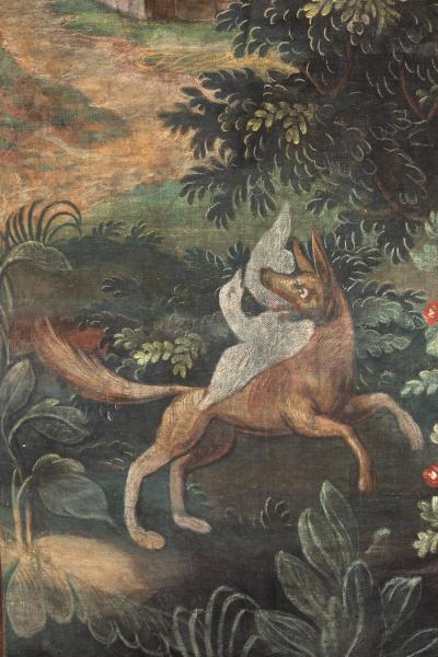 19TH CENTURY FRENCH TOILE PEINTE PAINTED CANVAS 