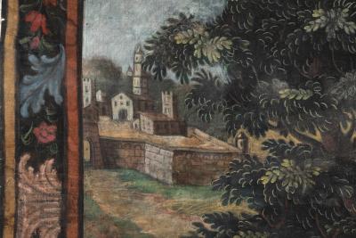 19TH CENTURY FRENCH TOILE PEINTE PAINTED CANVAS 