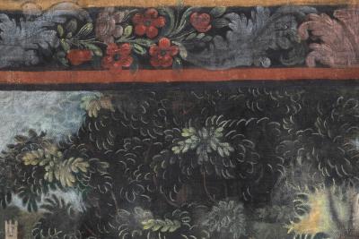 19TH CENTURY FRENCH TOILE PEINTE PAINTED CANVAS 