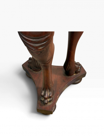 19TH CENTURY GOTHIC WINGED LIONESS CARVED MAHOGANY TABLE WITH CLAW FEET