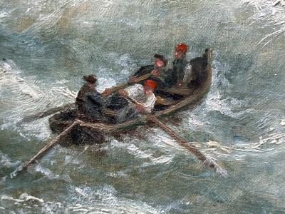 19TH CENTURY OFF THE ITALIAN COAST SEASCAPE WITH LIGHTHOUSE PAINTING