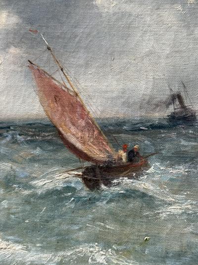 19TH CENTURY OFF THE ITALIAN COAST SEASCAPE WITH LIGHTHOUSE PAINTING