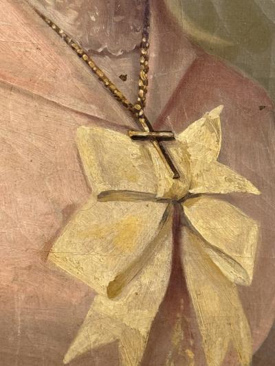 19TH CENTURY PORTRAIT OF A WOMAN IN FANCY BOWED PINK DRESS RIBBONED HAT
