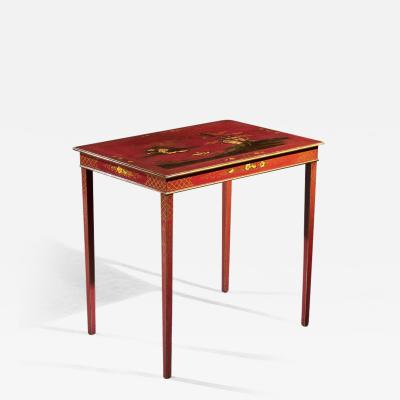 19TH CENTURY RED JAPANNED OCCASIONAL TABLE