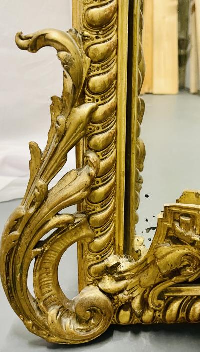 19Th Century Louis XVI Style Console Wall Mirror Gilt Wood 