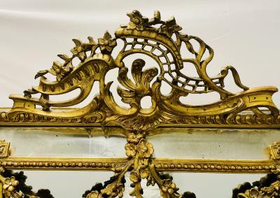 19Th Century Louis XVI Style Console Wall Mirror Gilt Wood 